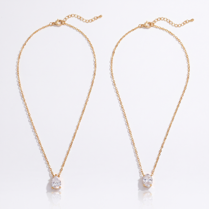 Sunoire high end gold pvd dainty waterdrop oval zirconia stainless steel pendant hypoallergenic waterproof necklace fashion jewe 04 collection all styles