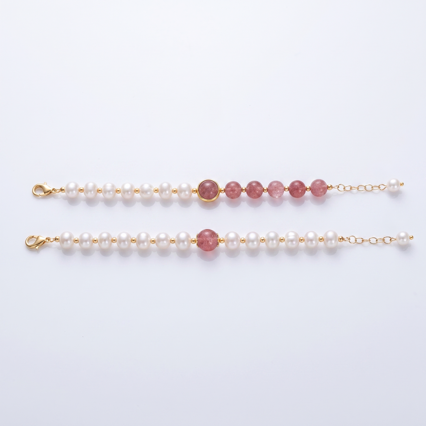 Sunoire girl friend gift good luck charm baroque pearl bracelets strawberry quartz crystal bracelet women 04 collection all styles