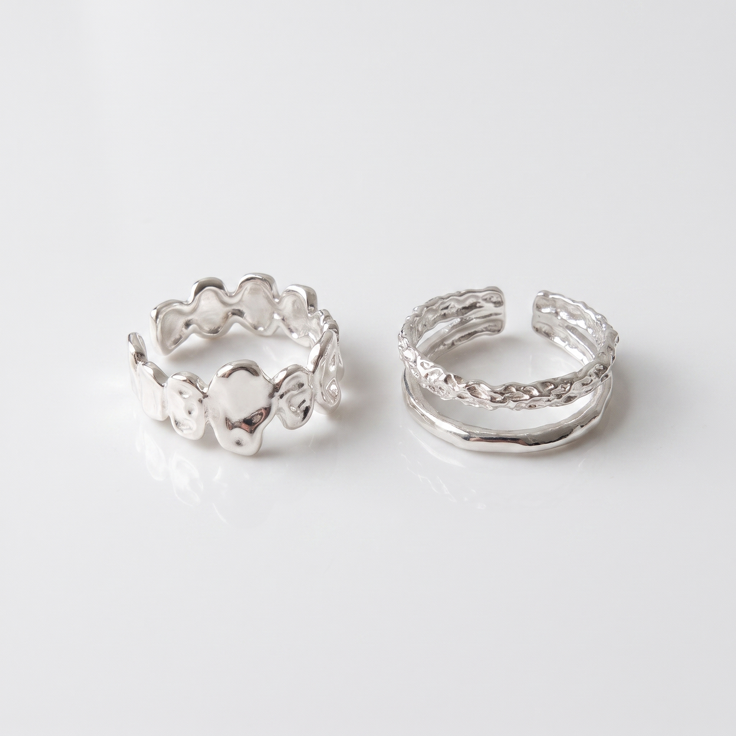 Sunoire silver open finger ring heart elegant beaded irregular stackable simple for women girl jewelry gift dropship wholesale 04 collection all styles