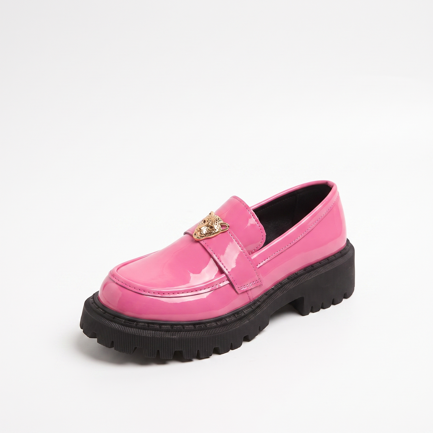 Sunoire leopard charm patent platform loafers 04 colorway pink