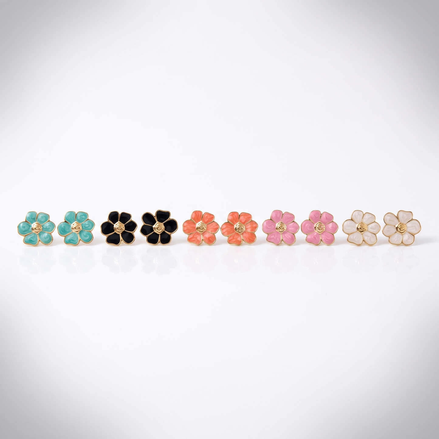 Sunoire women s trendy stainless steel stud earrings minimalist six petaled flower lucky gold color plating wholesale retro party 07 collection all styles