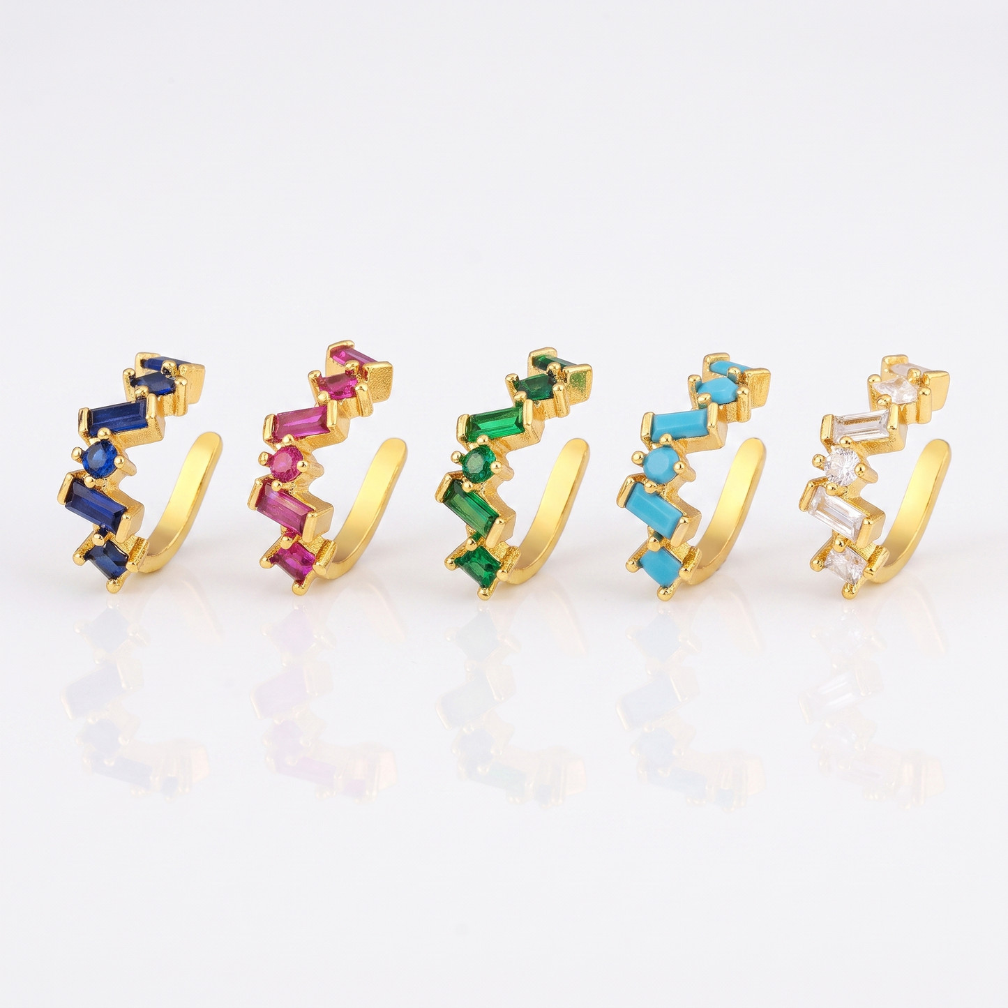 Sunoire qiku popular ear clip earrings no piercing cartilage 5 colors crystal women elegant aesthetic cubic zirconia copper jewelry gift 07 collection all styles
