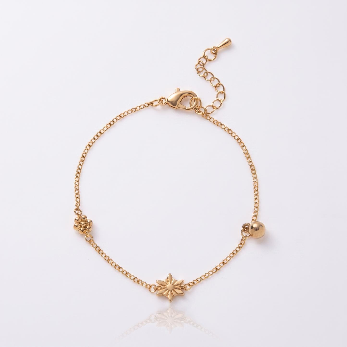 Sunoire fashion women s stainless steel bracelet bangles 18k gold plated jewelry heart cross zircon rhinestone bracelet for women 08 flatlay star flower