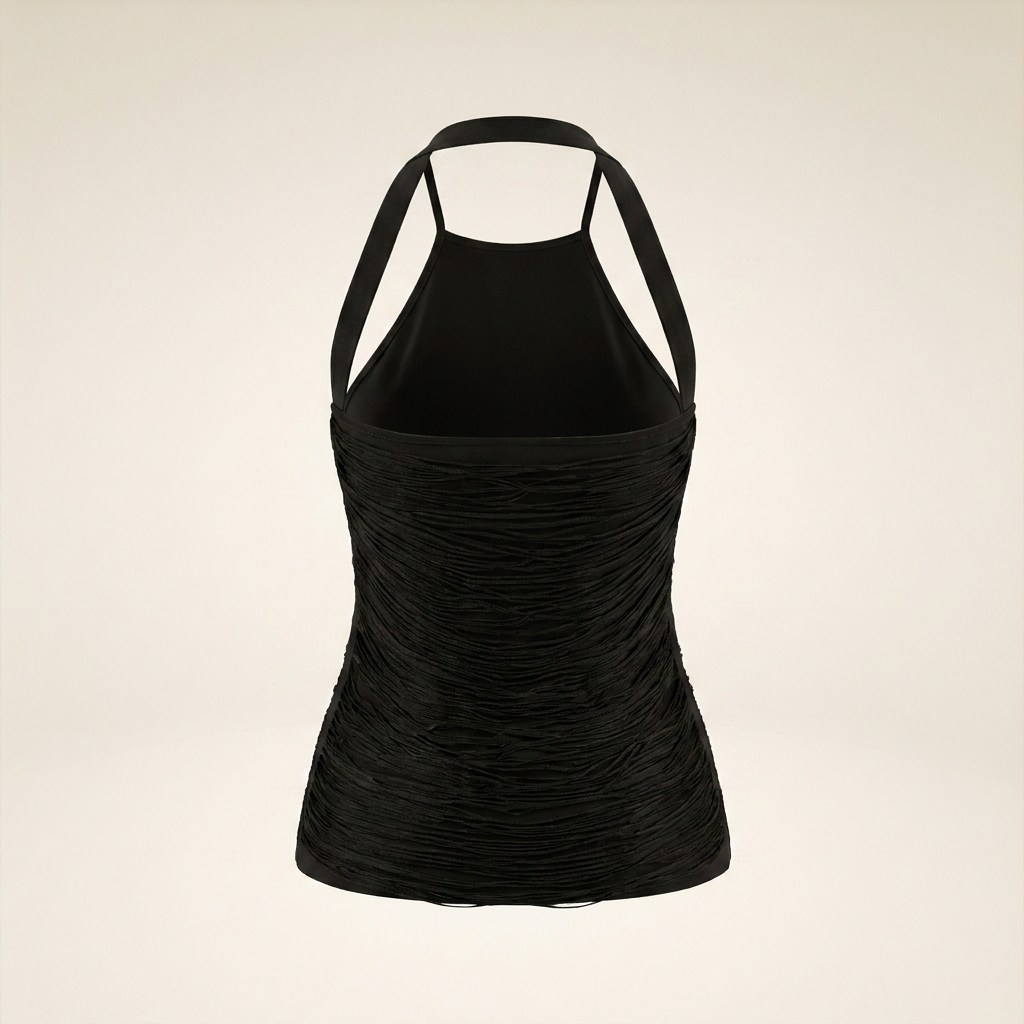 Sunoire anielka halterneck fringe top in black mannequin black 01