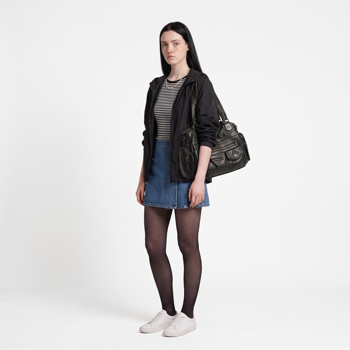 Women's Multi-Pocket Shoulder Bag, worn by a model
