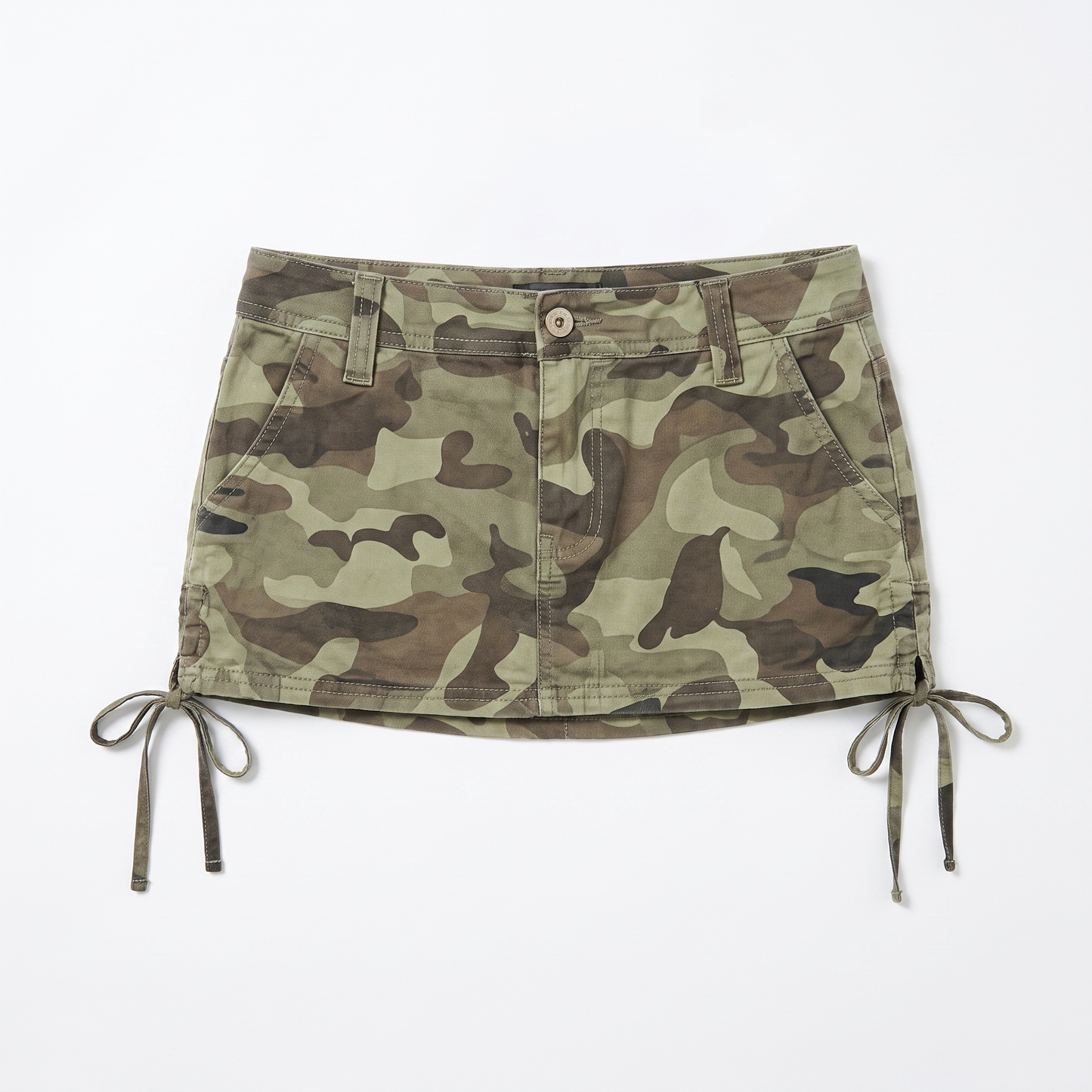 Sunoire carmen camo print skirt garment flatlay 01