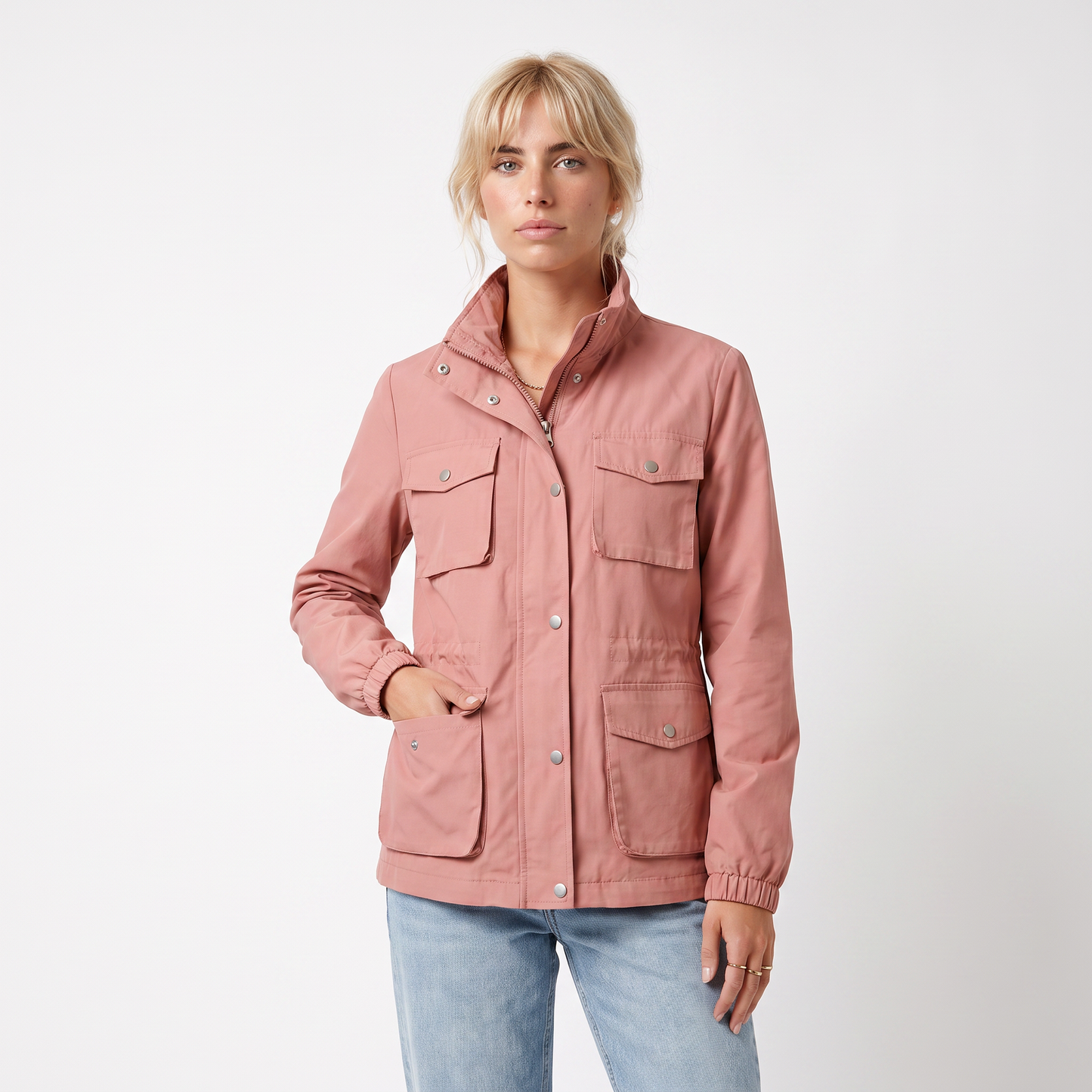 Sunoire catherine women s lightweight waterproof trench coat colorway pink front crop 01