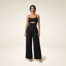 Sunoire chicme womens cut out waist cami jumpsuit backless tie back lantern romper ruched high waist summer jumpsuit front hero 01