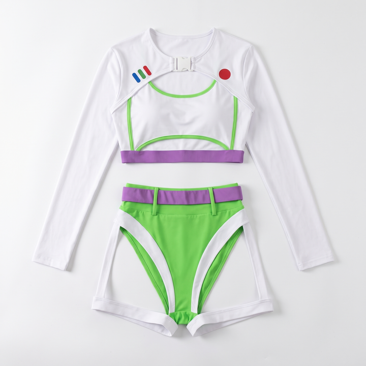 Sunoire colour block long sleeve bodysuit set garment flatlay 01