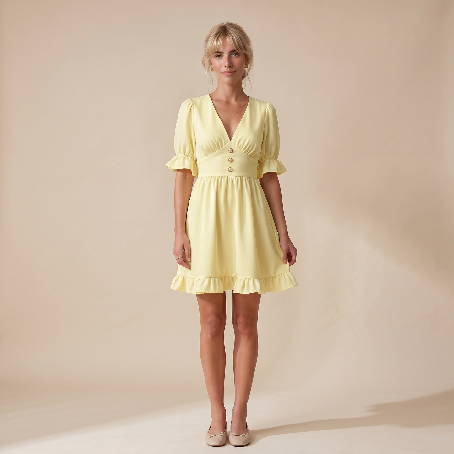 Sunoire daphne white dress colorway yellow front hero 01
