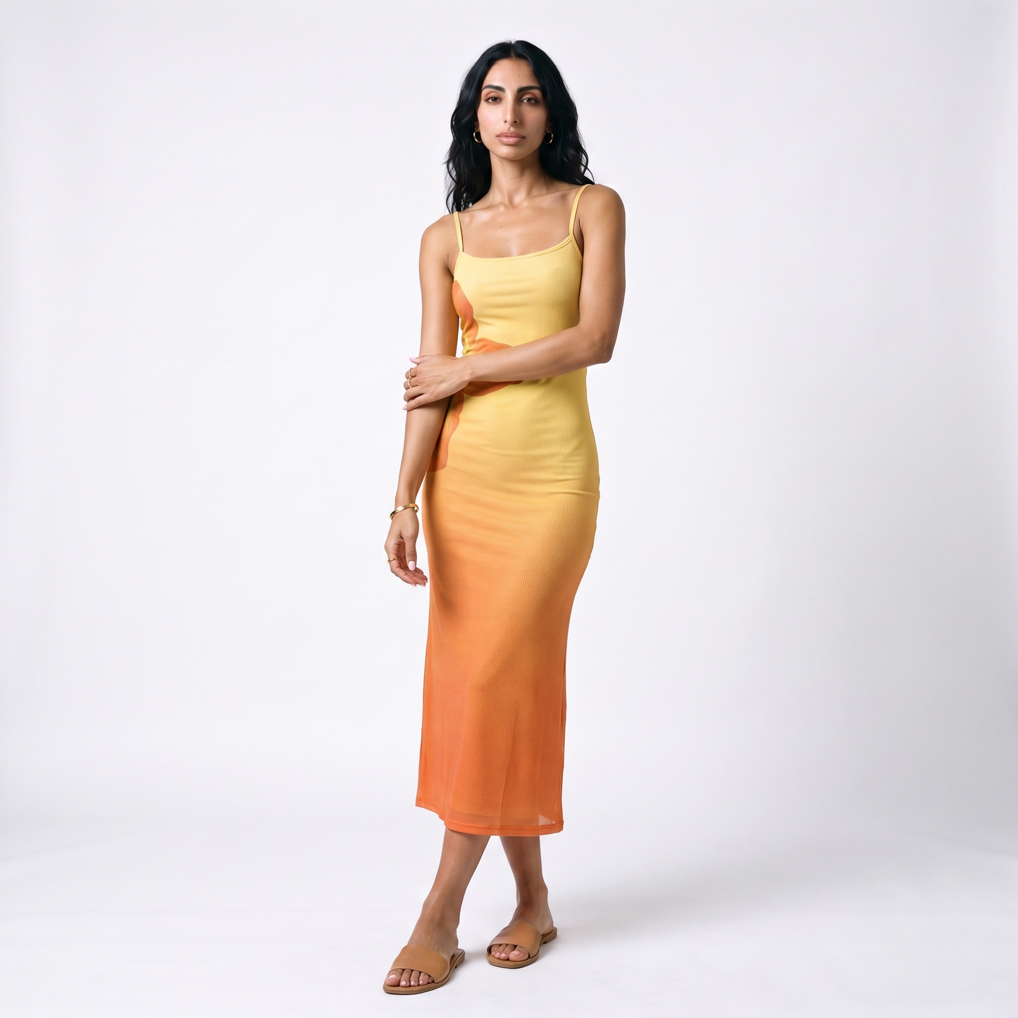 Sunoire european american style summer new women s casual spandex polyester breathable printed midi high waist dress torso crop 01