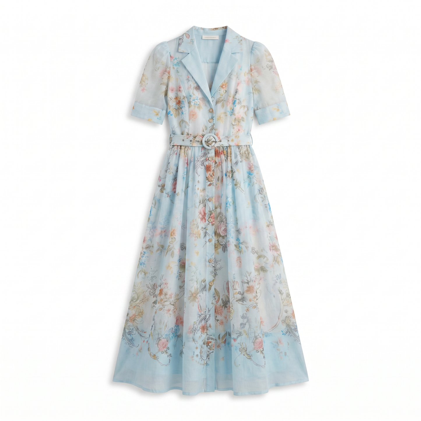 Sunoire garden girl moment blue floral print short sleeve maxi dress mannequin blue 01
