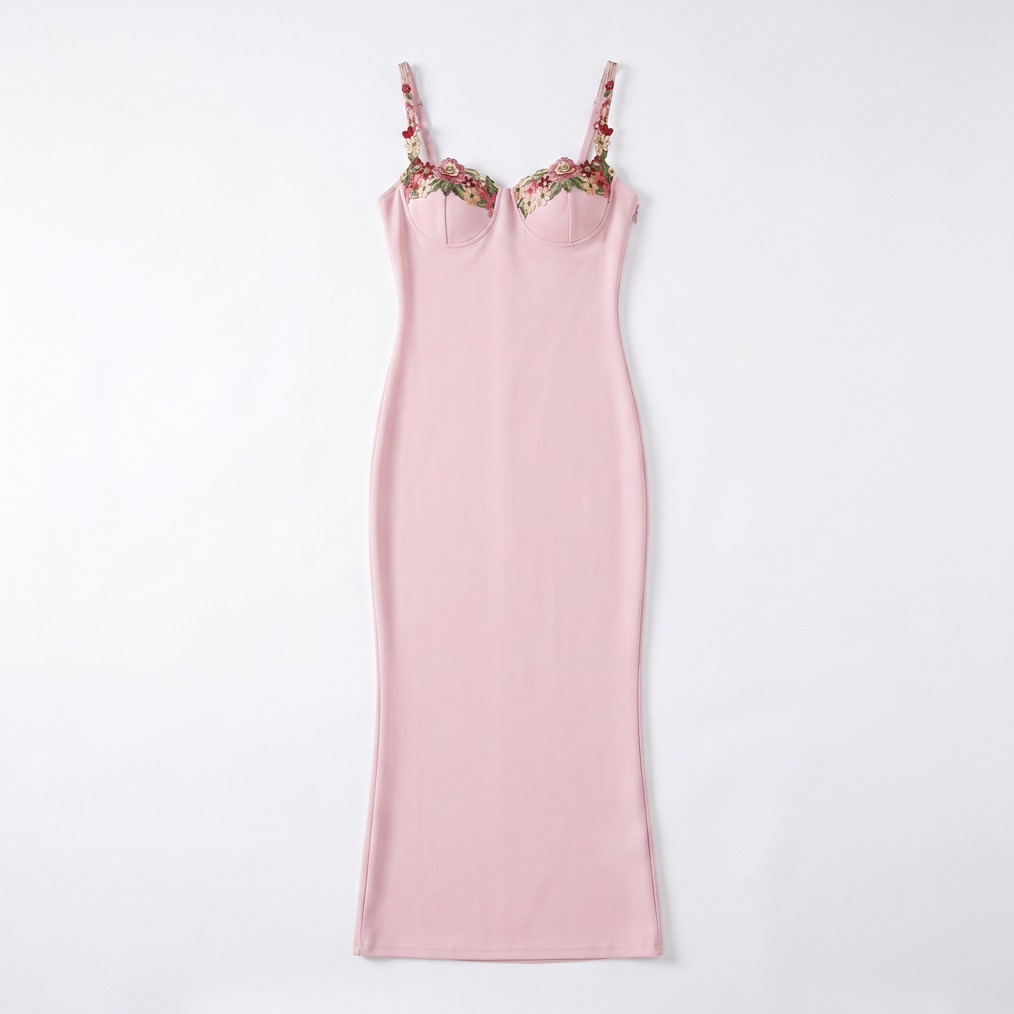 Sunoire gentry flower embroidered maxi dress mannequin pink 01