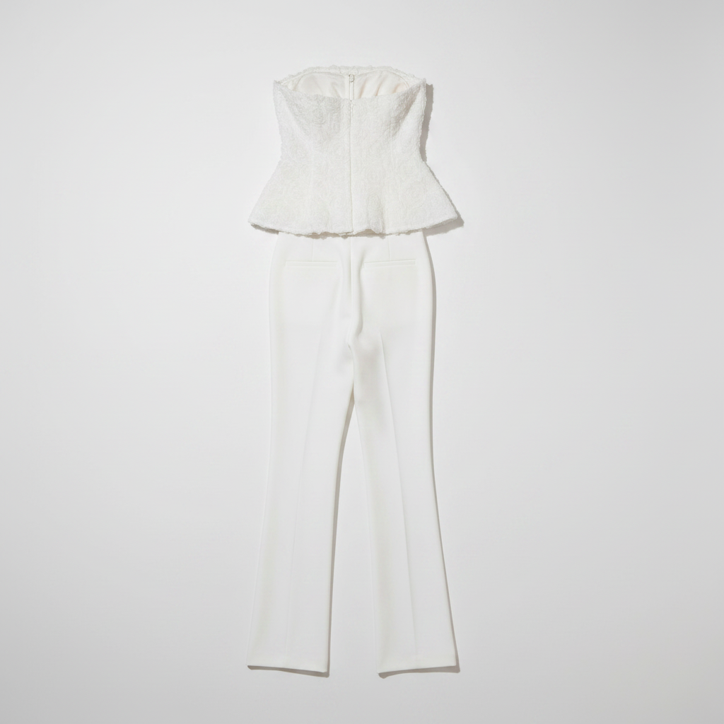 Sunoire glyxen strapless flower flare pants set mannequin default 01