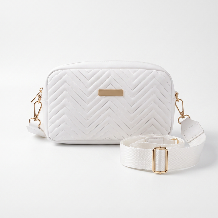 Sunoire harlow black quilted camera bag colorway white front hero 01