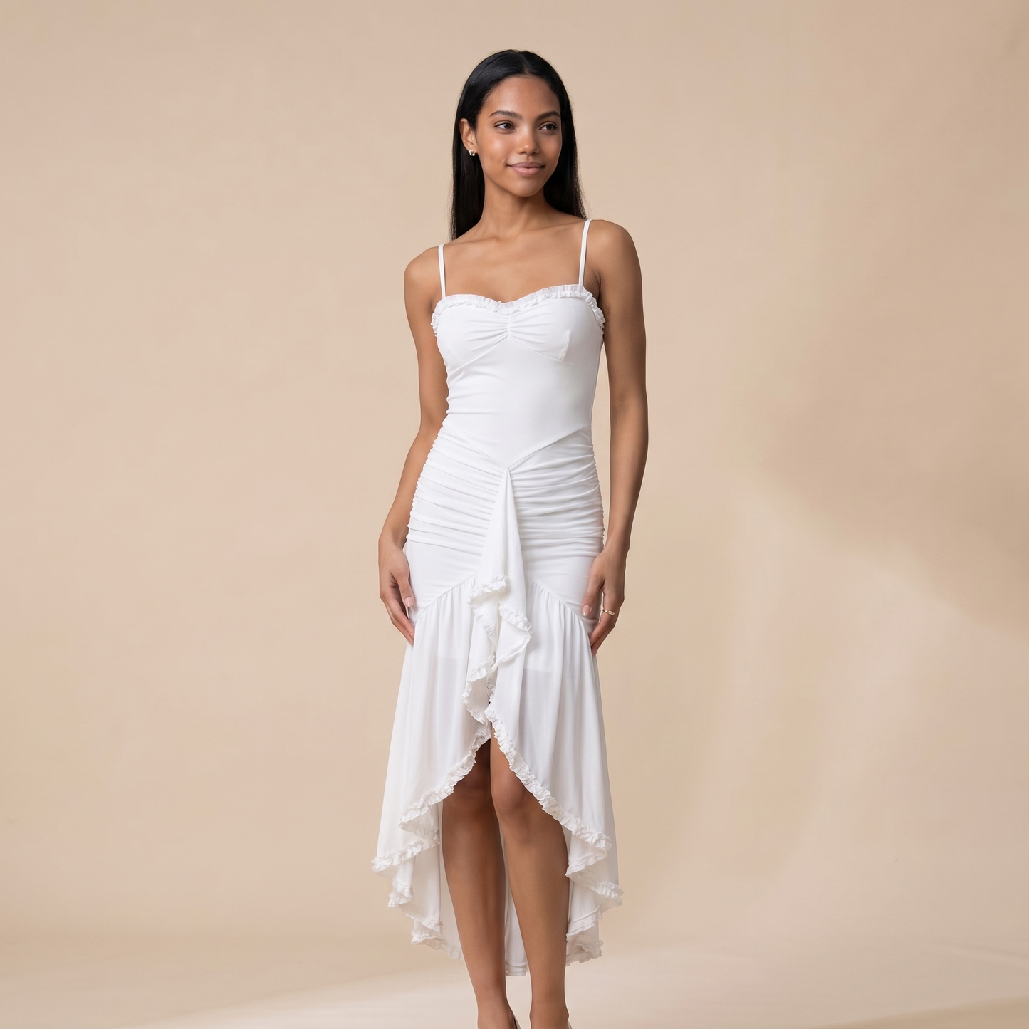 Sunoire lena yellow dress colorway white front hero 01
