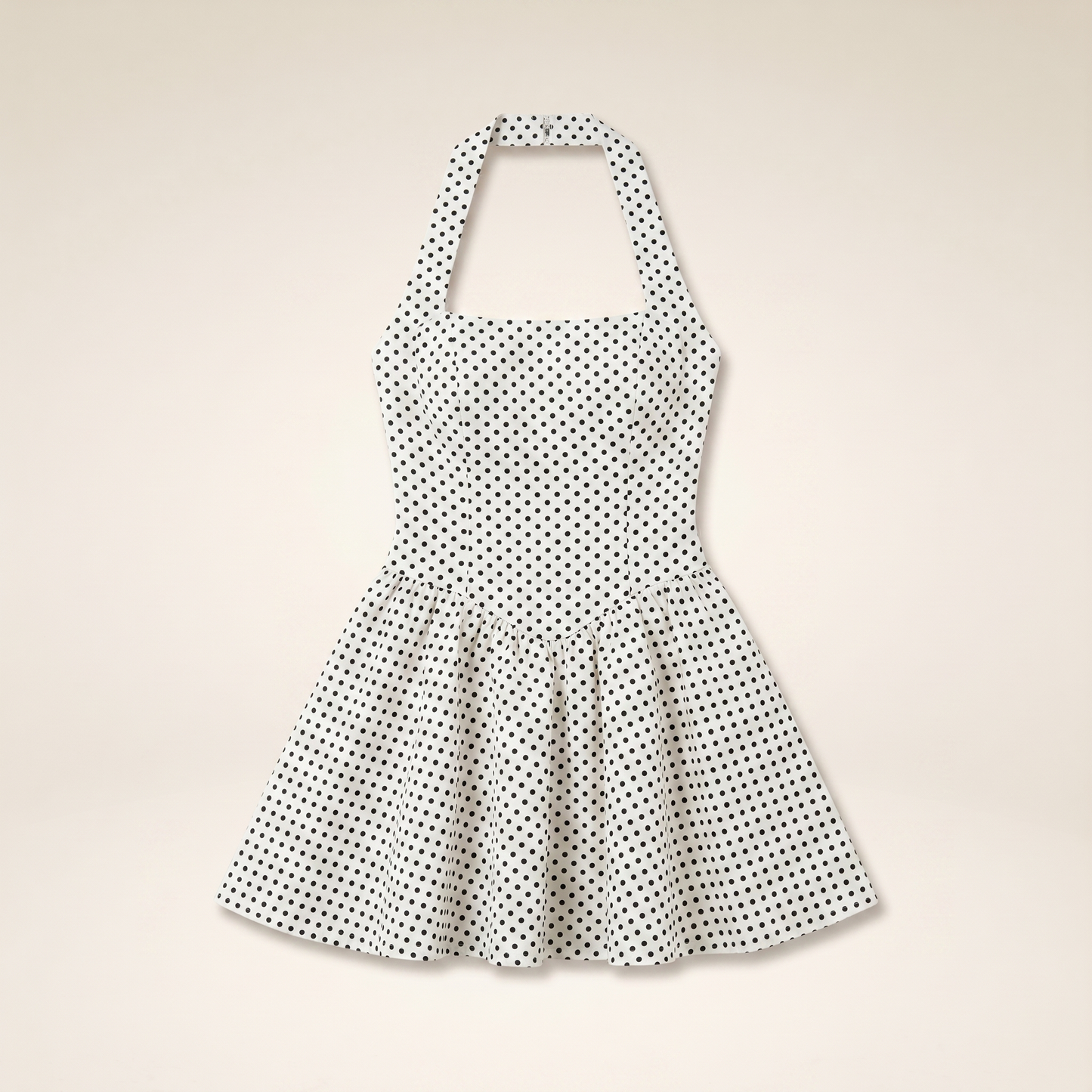 Sunoire lift you up a line mini dress polka dot garment flatlay 01