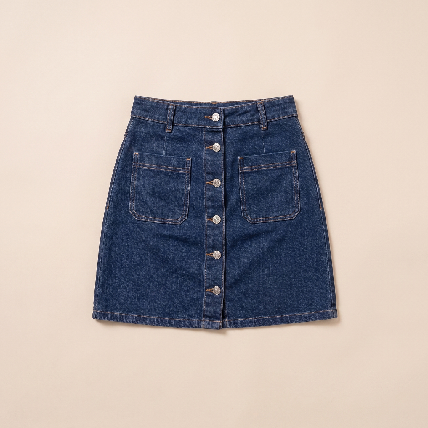 Sunoire nina blue denim skirt garment flatlay 01