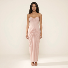 Sunoire ordell strapless ruched mesh maxi dress front hero 01