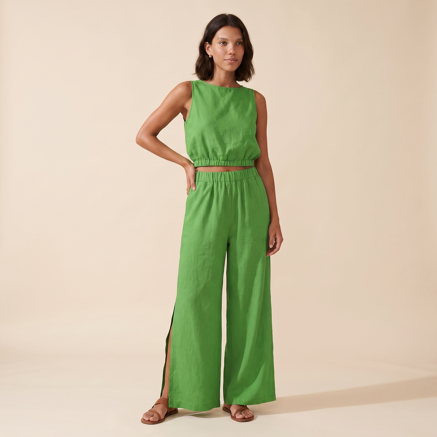Sunoire paloma pink cotton set colorway green front hero 01