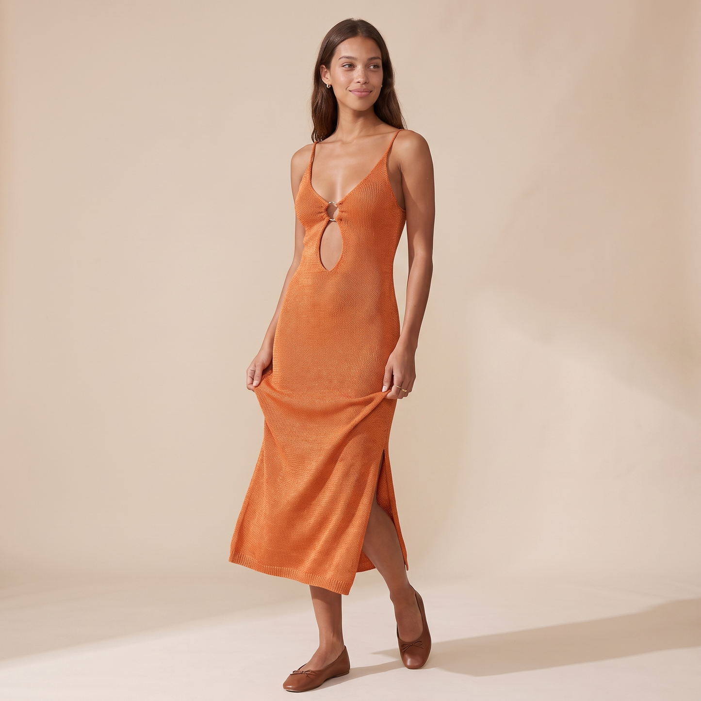 rima white dress in Orange colorway image