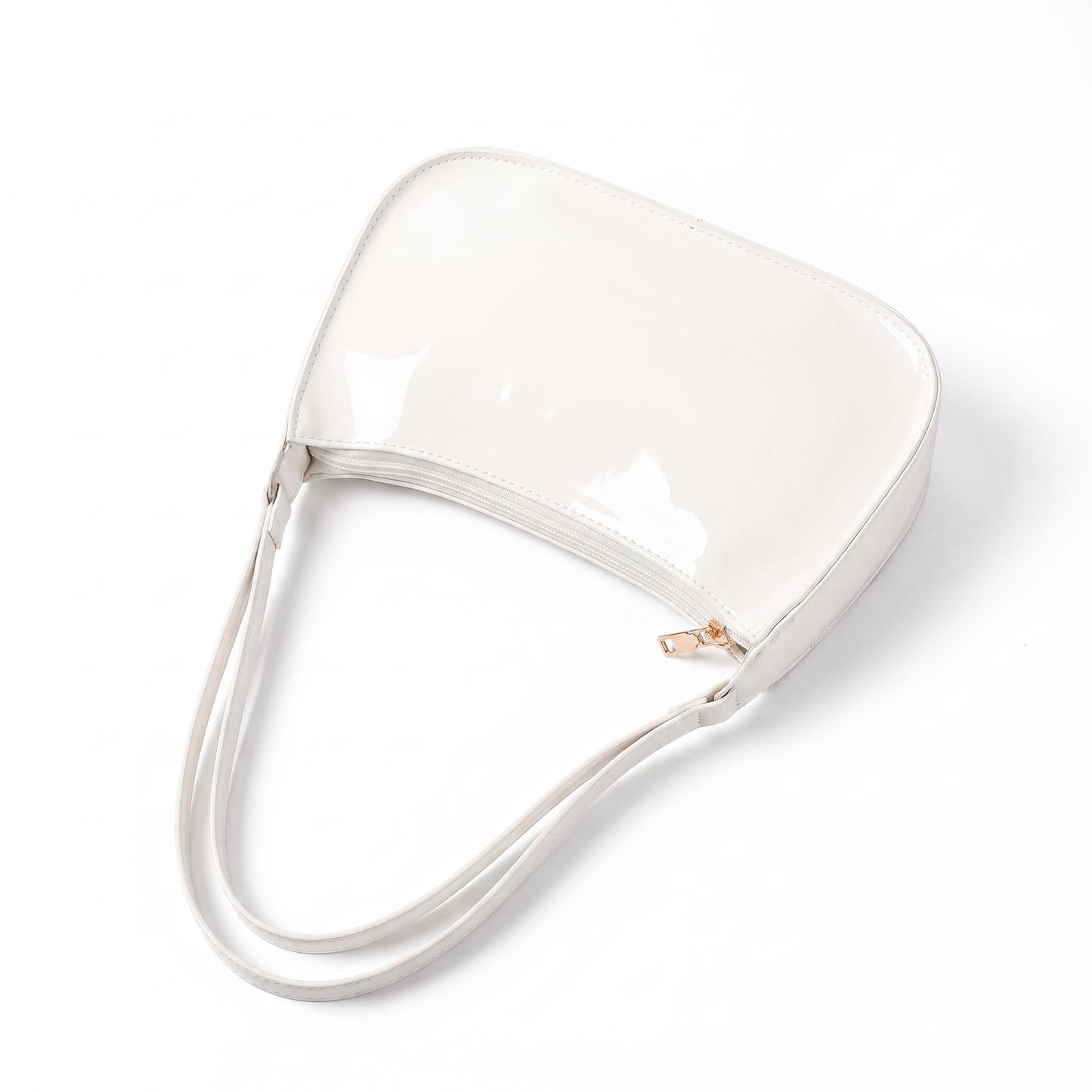 Sunoire romy black patent baguette bag colorway white front hero 01