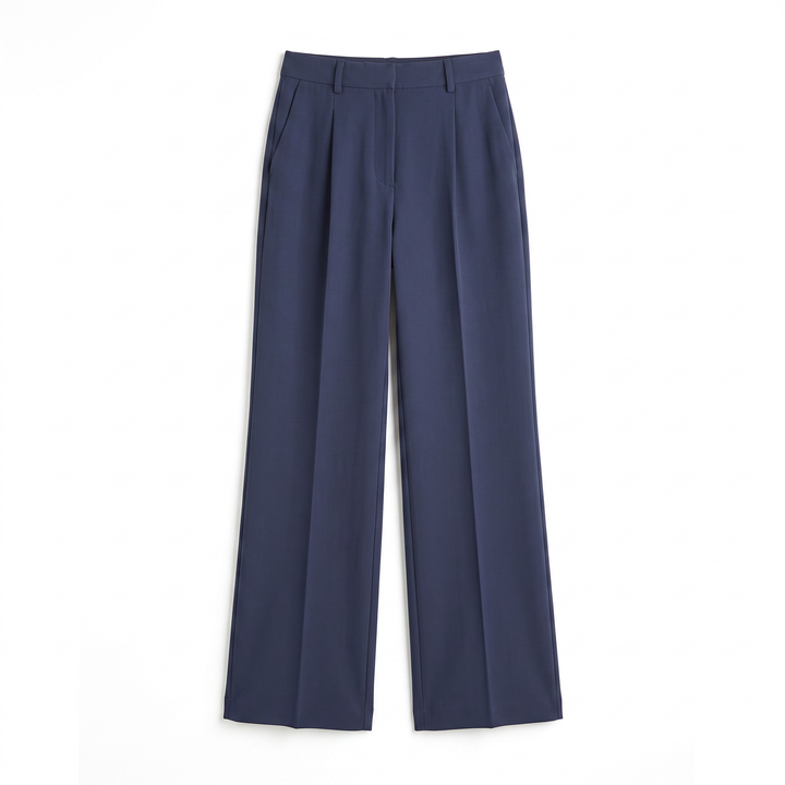 Sunoire rosie womens high waist wide leg tailored suit trousers garment flatlay 01