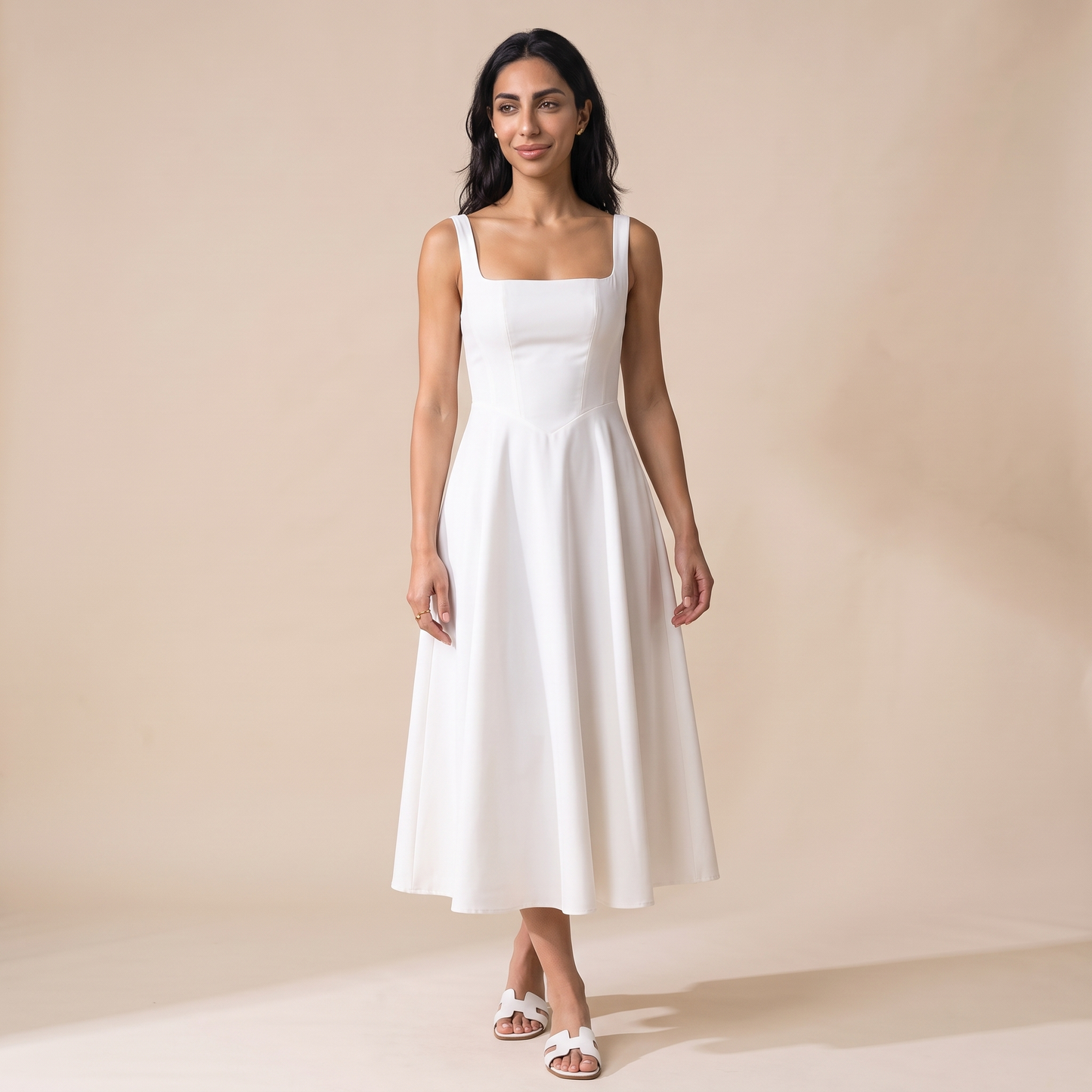 Sunoire serena black dress colorway white front hero 01