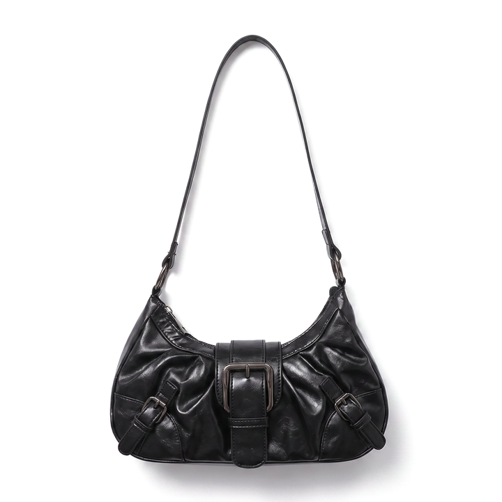 Sunoire simone black pleated hobo bag 01 front