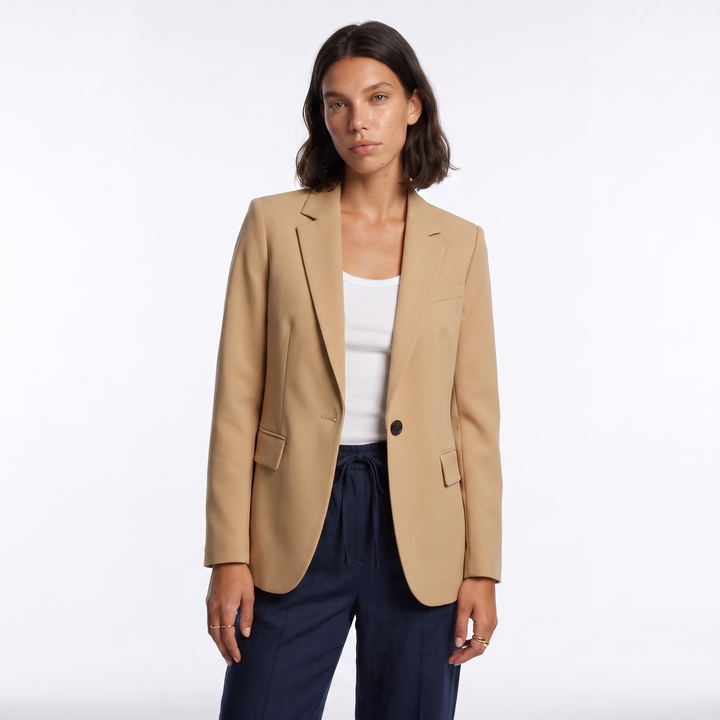 Sunoire tailored single breasted blazer colorway beige front crop 01