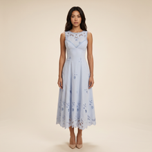 Sunoire tatiana bluebell lace cotton broderie anglais midi sundress front hero 01