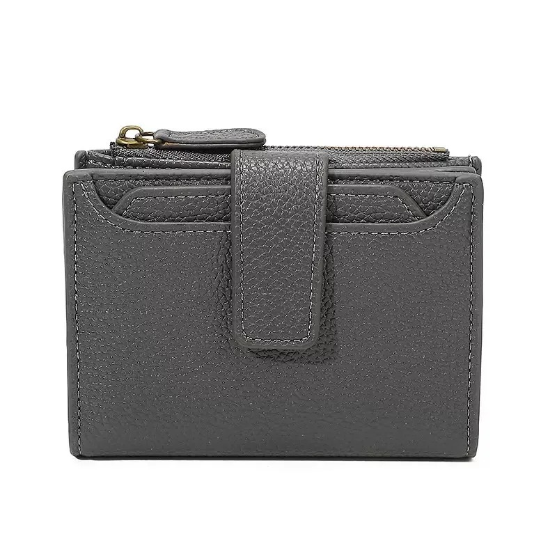 Women's Short Vegan Leather Wallet in Gray