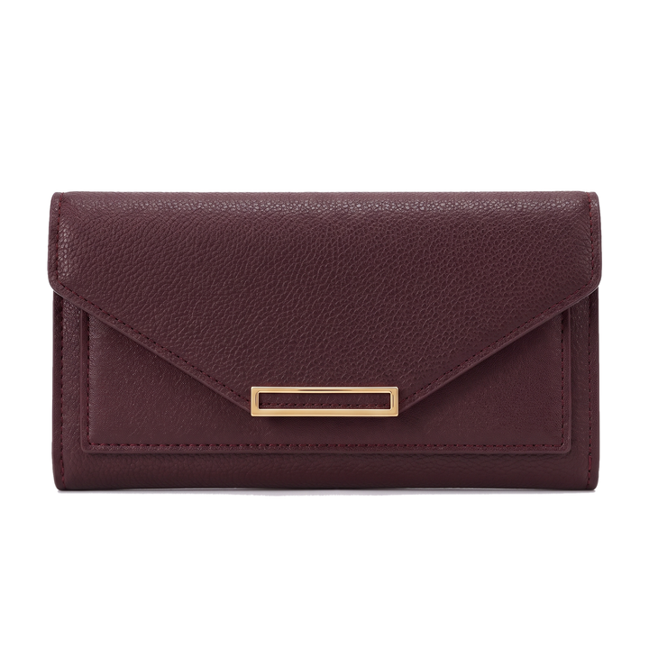 Women's Long Envelope Wallet in Wine Red