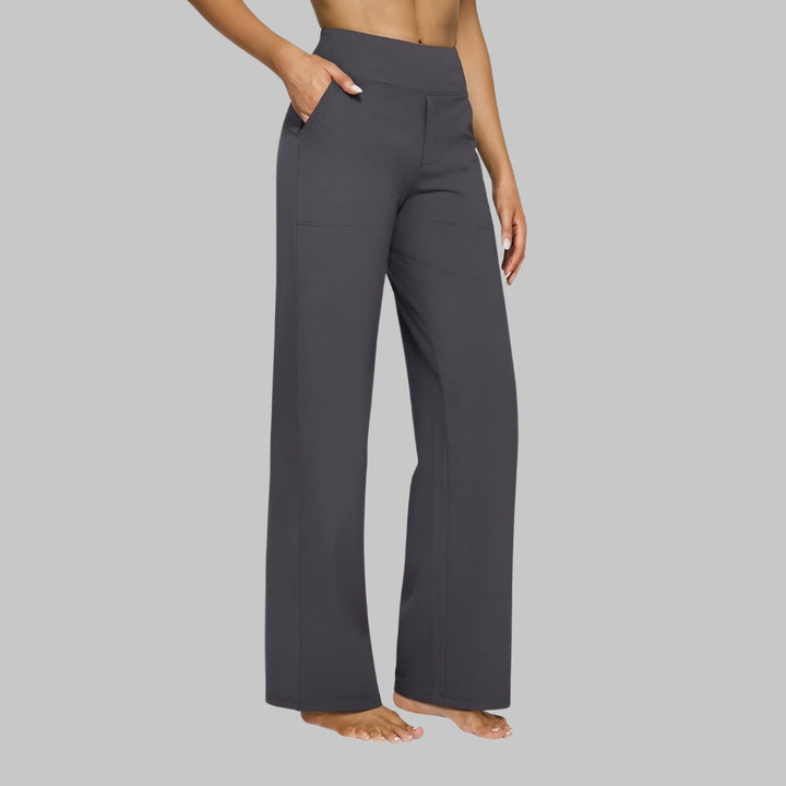 Phoebe | Wide-Leg Yoga Trousers Polyester High-Waist for Women in Grey