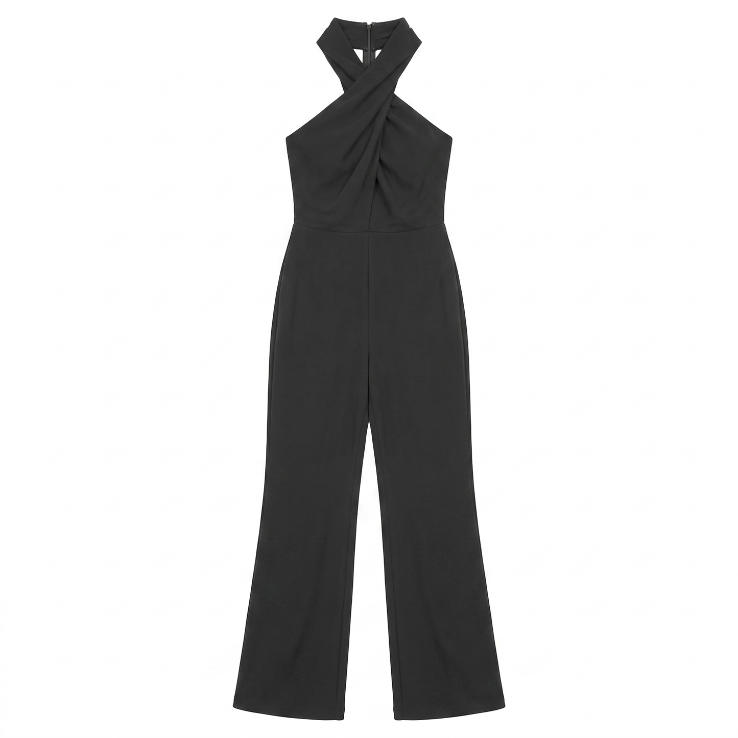 Sunoire women luxury sexy backless ruched black bodycon jumpsuit celebrity designer high street rompers birthday evening cocktail party garment flatlay 01