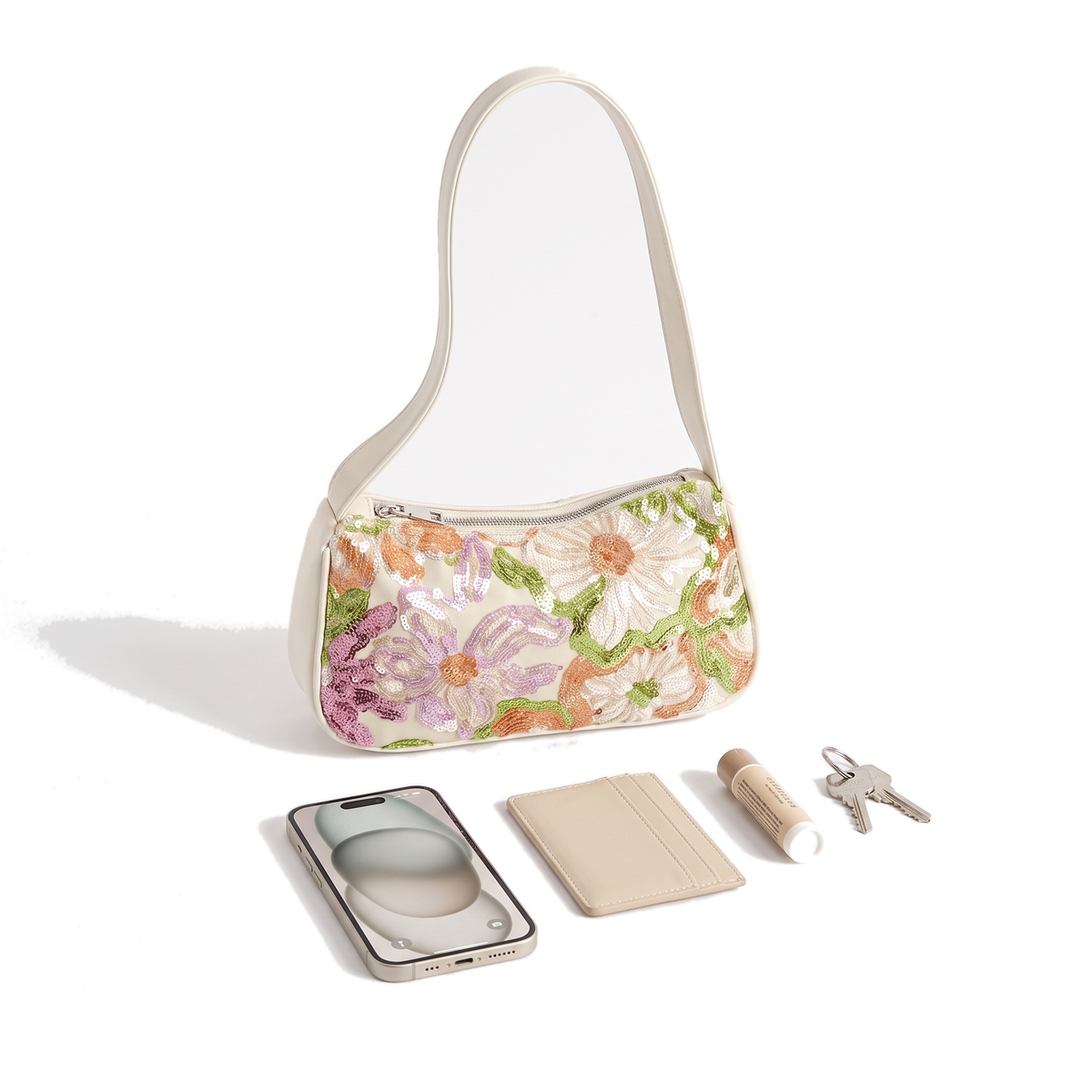 Women's Floral Print Shoulder Bag, what fits inside