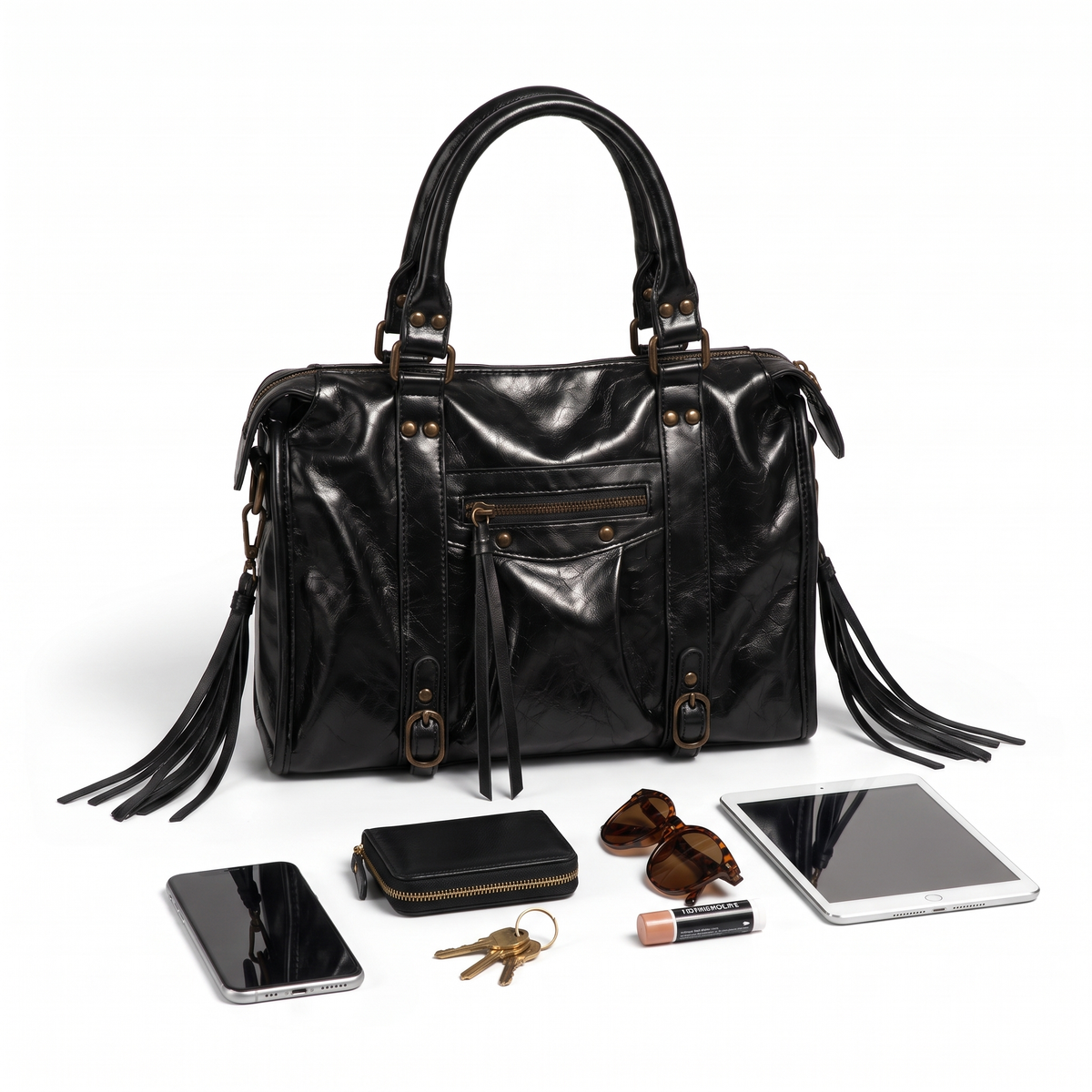 Women's Fringe Crossbody Bag, what fits inside