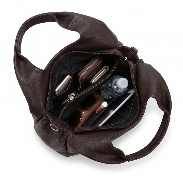 Women's Slouchy Faux Leather Pocket Hobo Bag, interior