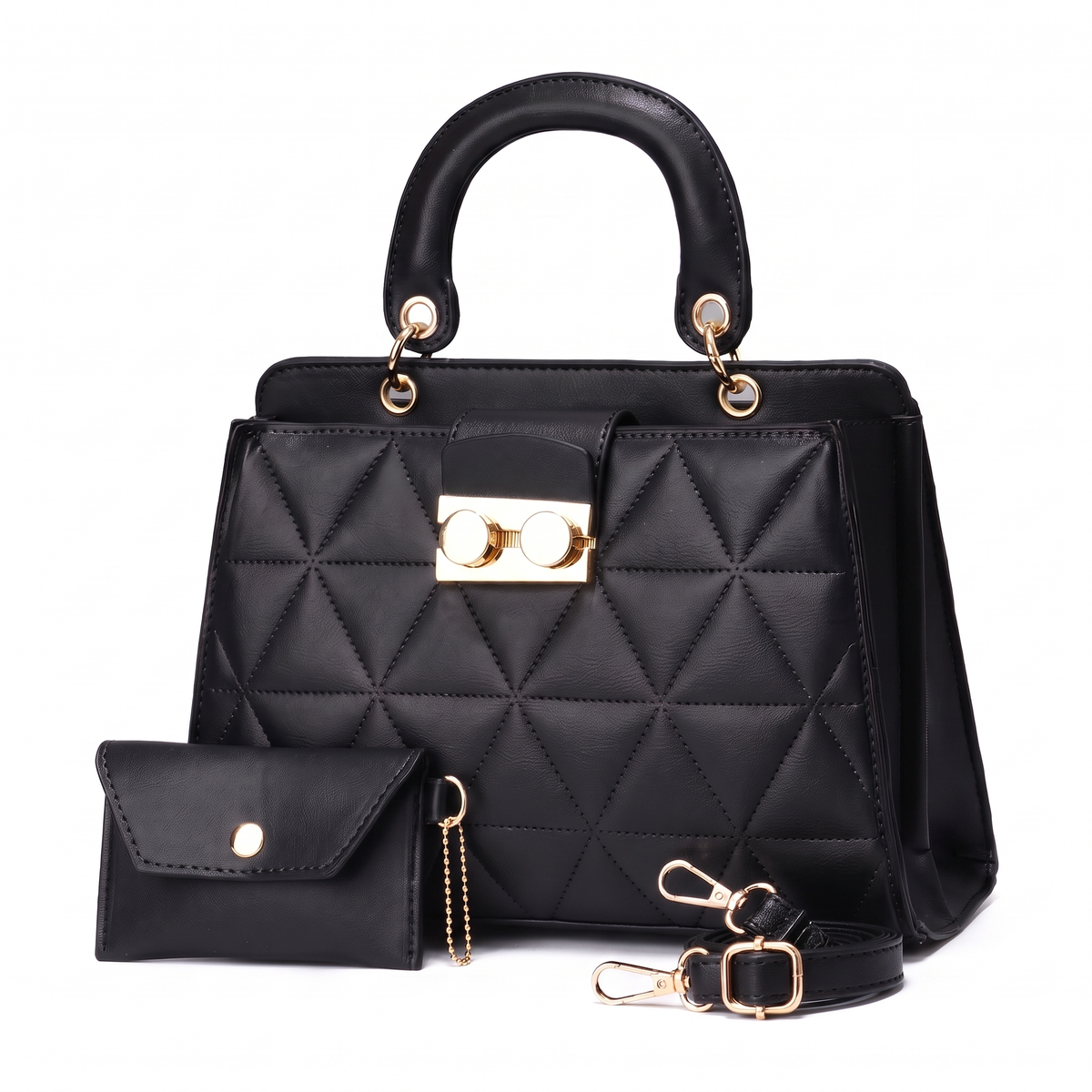 Women's 2 Piece Handbag and Purse Set, the whole set in Black