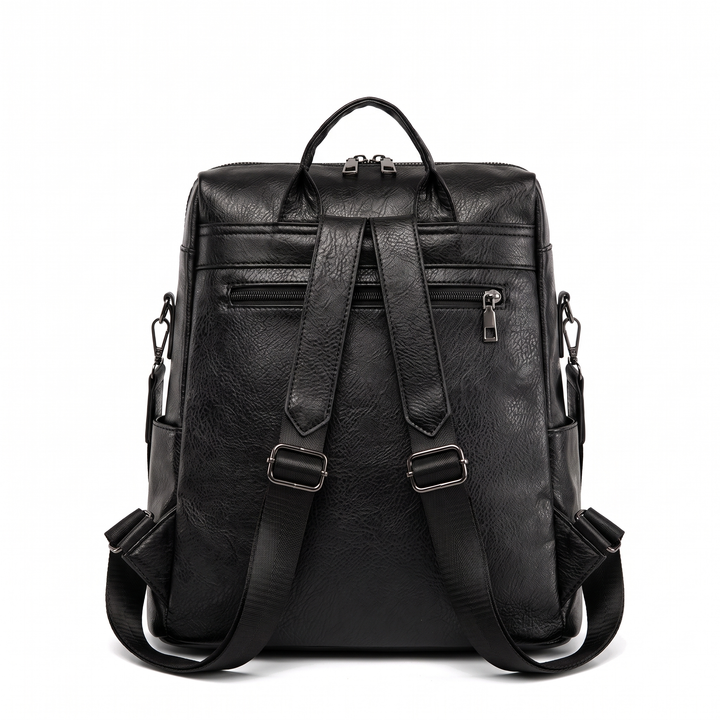Women's Faux Leather Square Backpack, back view