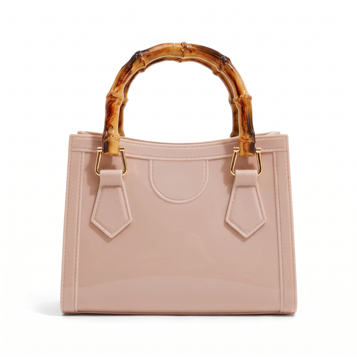 Women's Glossy Jelly Mini Tote Bag in Nude