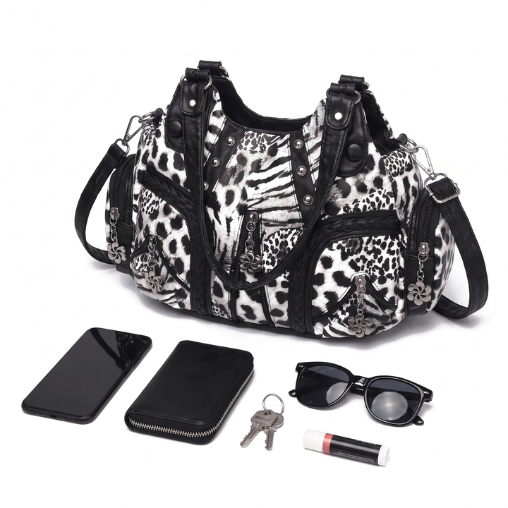 Women's Leopard Print Hobo Bag, what fits inside