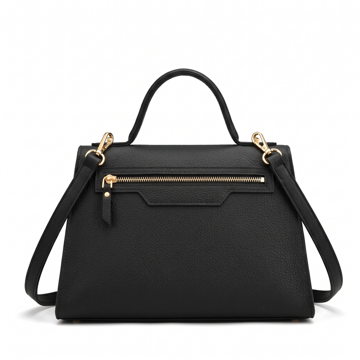 Women's Pebbled Faux Leather Top Handle Bag, back view