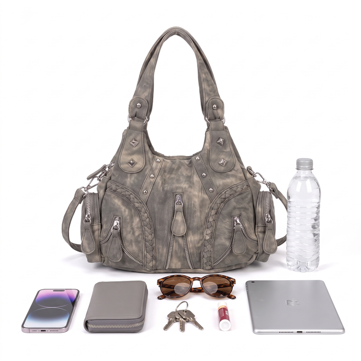 Women's Washed Denim Hobo Bag, what fits inside