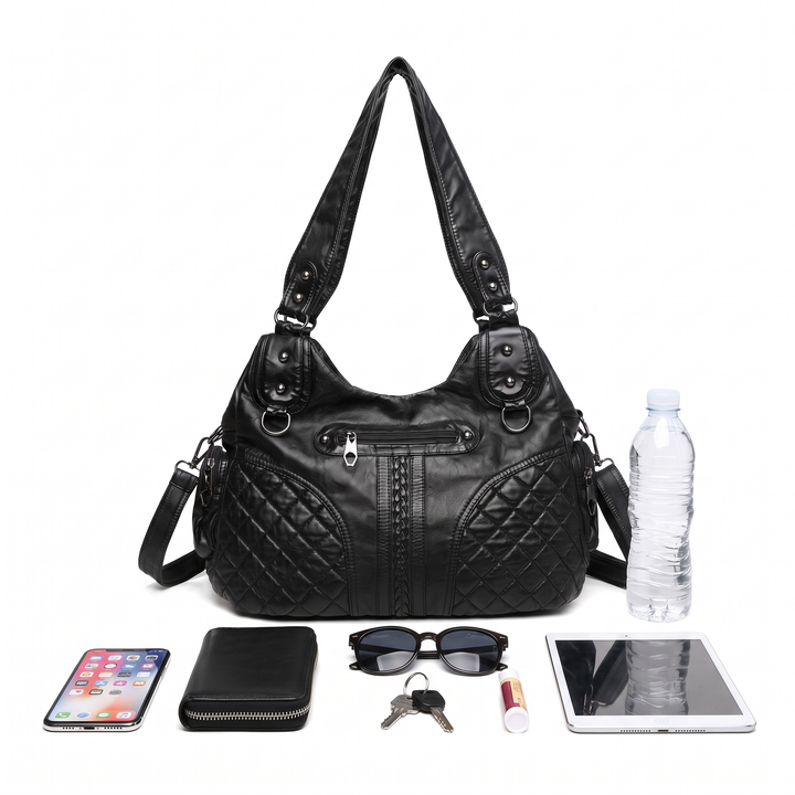 Women's Washed Vegan Leather Hobo Bag, what fits inside