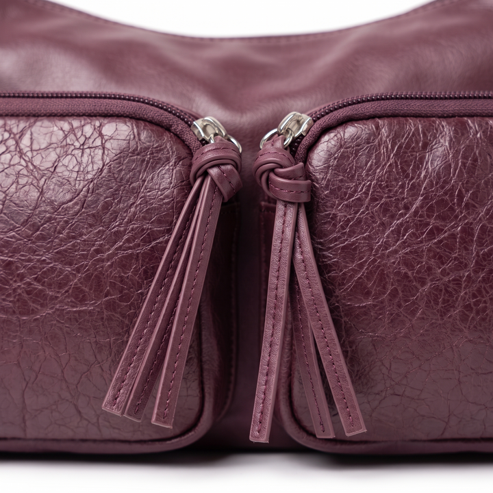 Women's Washed Vegan Leather Top Handle Bag, hardware close-up