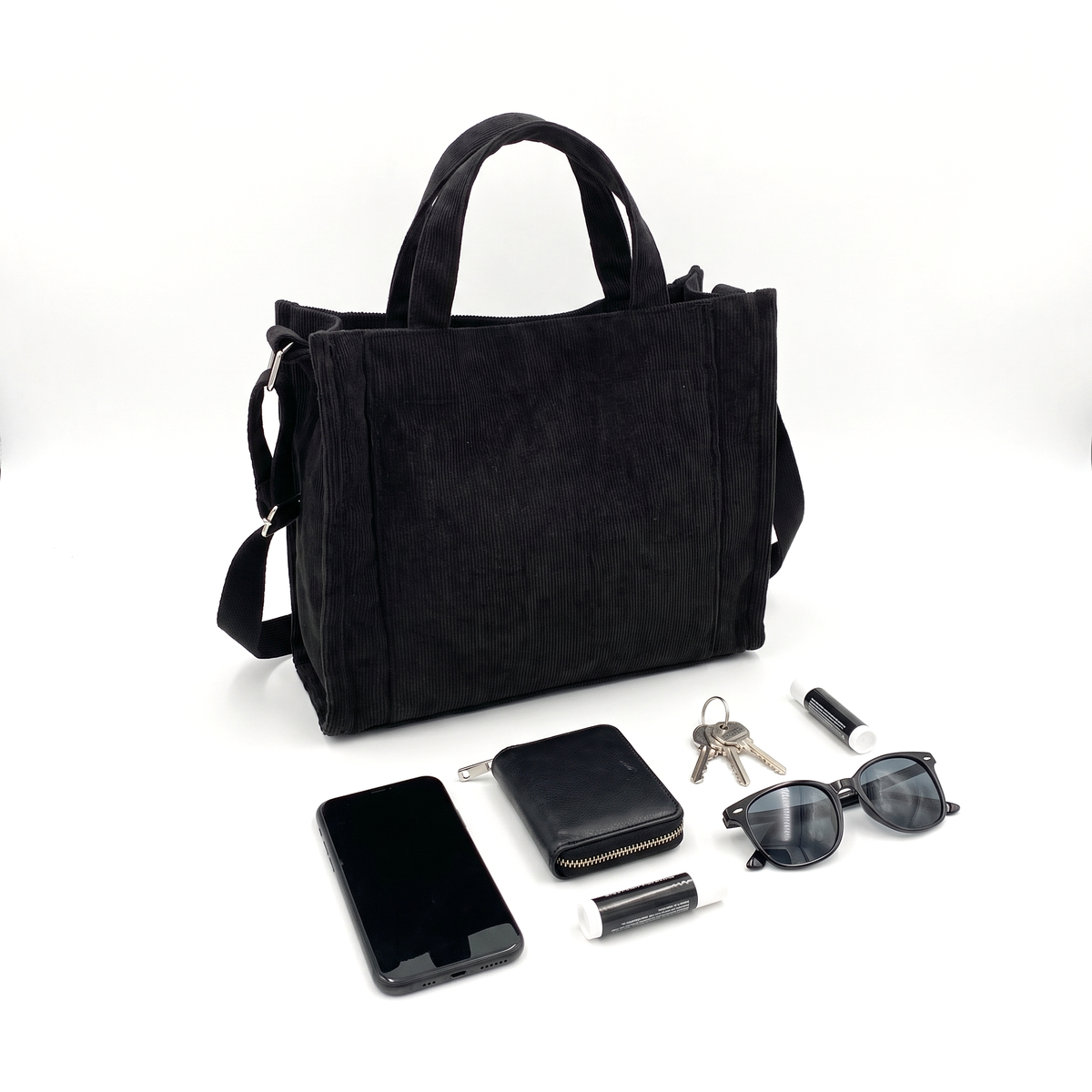 Corduroy Structured Tote Bag, what fits inside