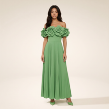 Sunoire your only darling green floral applique off shoulder maxi dress front hero 01