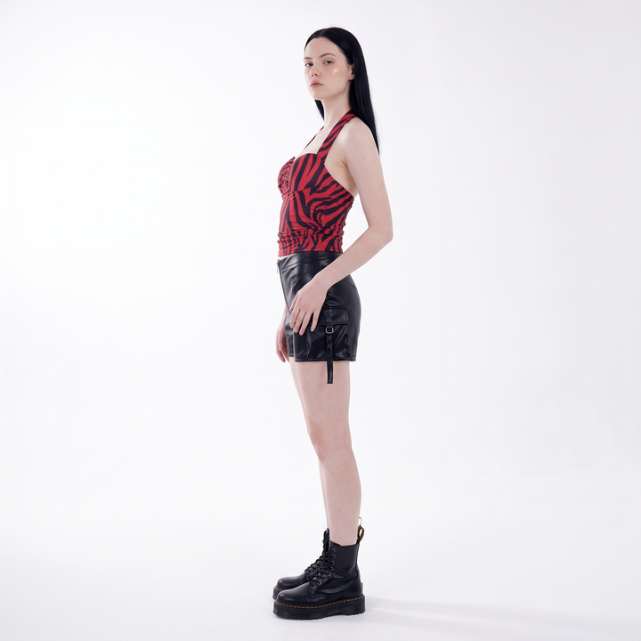 Sunoire zebra halter top and cargo shorts set side view 01