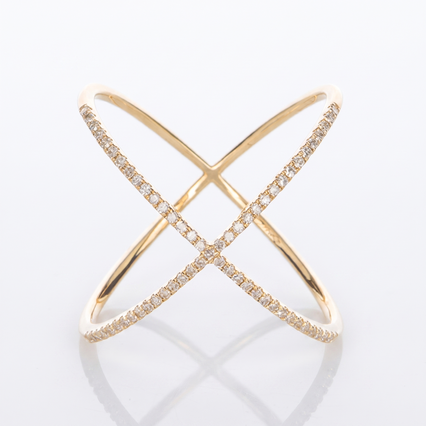 Sunoire unique fashion wholesale 925 sterling silver luxury minimalist x shape hollow out pave zircon ring fine jewelry rings for girls 01 flatlay 18k gold